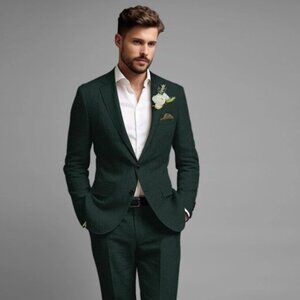 Studio Suits Martini Green Linen Suit - New